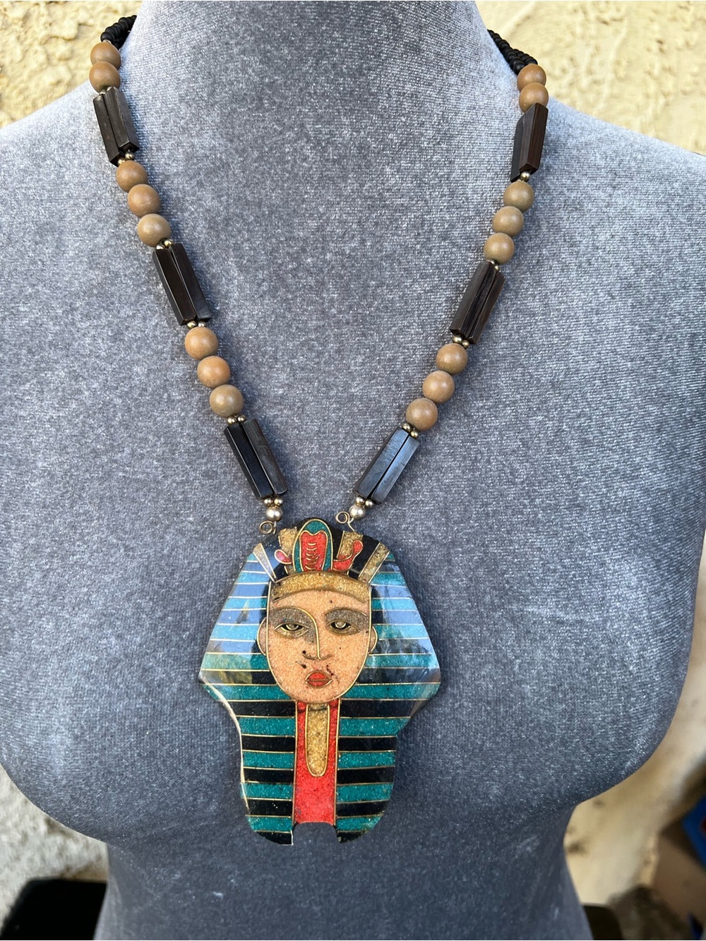 Vintage handcraft by Egyptian Pharaoh Pendant Necklace - Multicolor